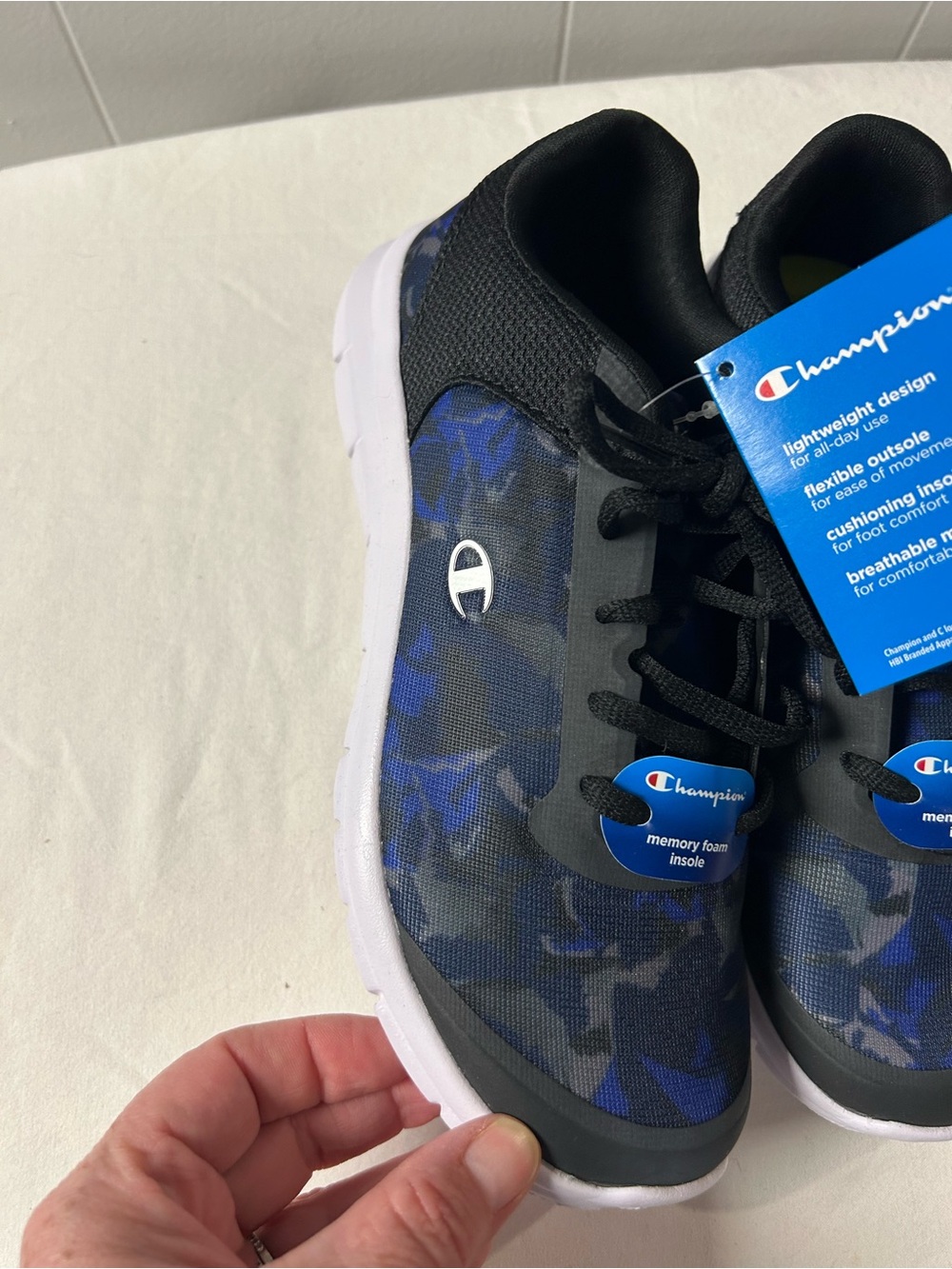 Champion Youth size 4 Blue Camo Lightweight Sneakers BRAND NEW